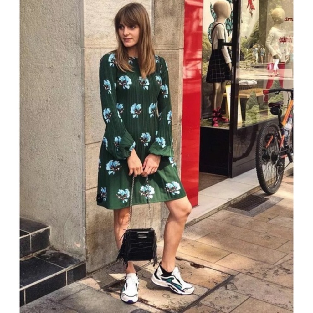 MAJE green floral Rockinette dress sz Small NWOT